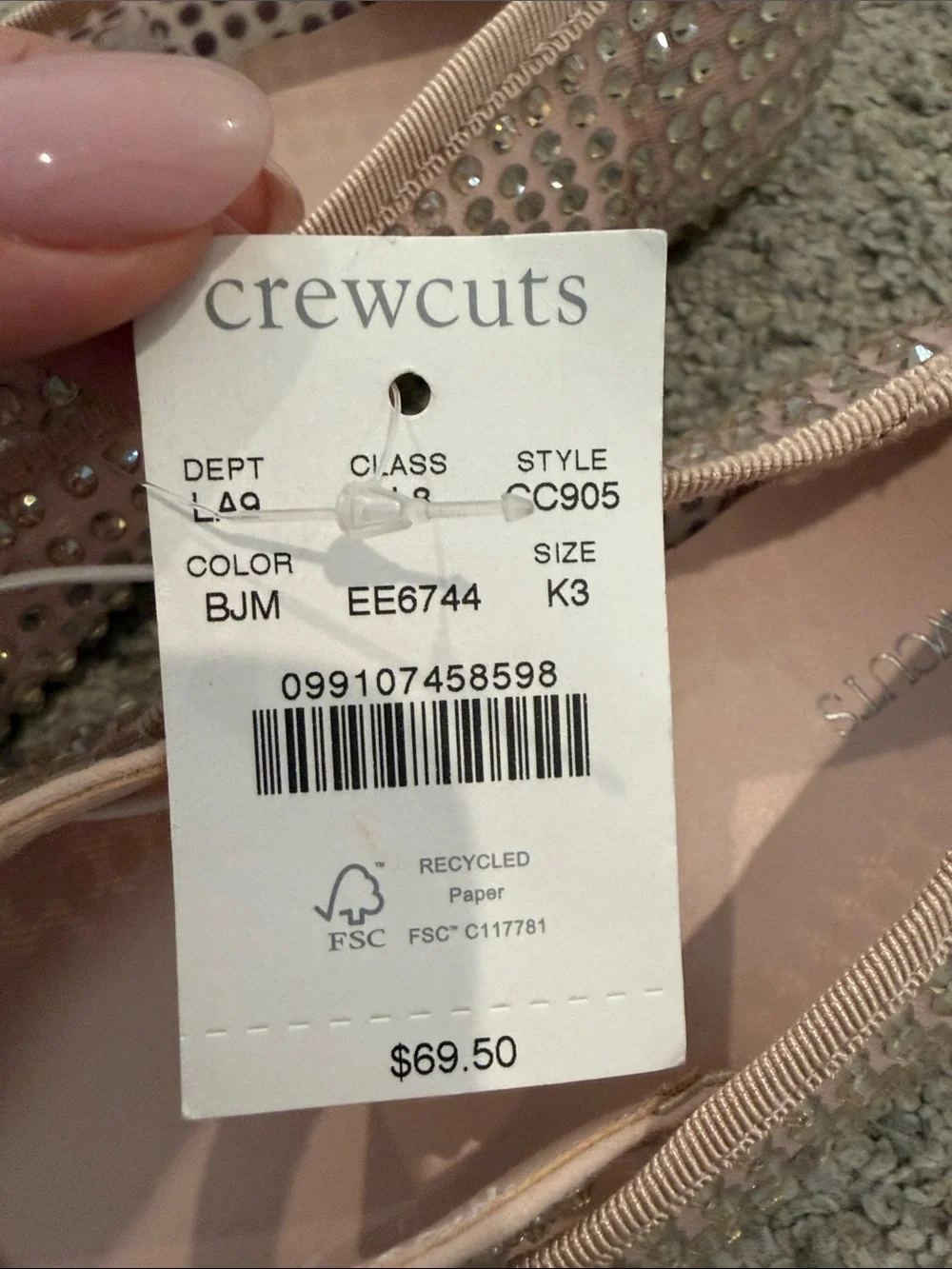 J. Crew Pink Crystal Mary Jane Flats for Kids
